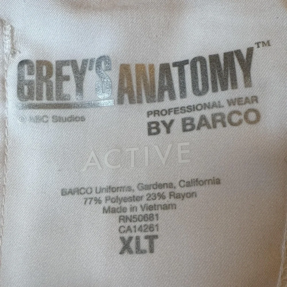 Grey's Anatomy Womens Scrub Pants XLT White Wide Waist Active Healthcare Nursing